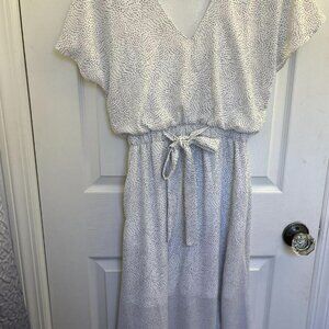 White dotted faux wrap maxi dress